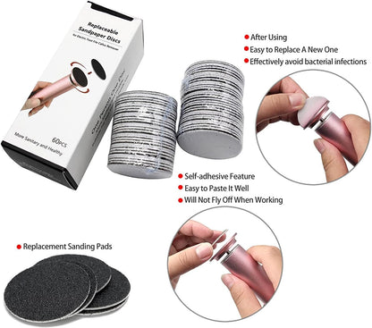 Upgraded Electric Callus Remover for Feet (Adjustable Speed) Professional Electric Foot File Foot Sander Foot Grinder for Dead Skin Pedicure Tools with 60 Replaceable Sandpaper, Black