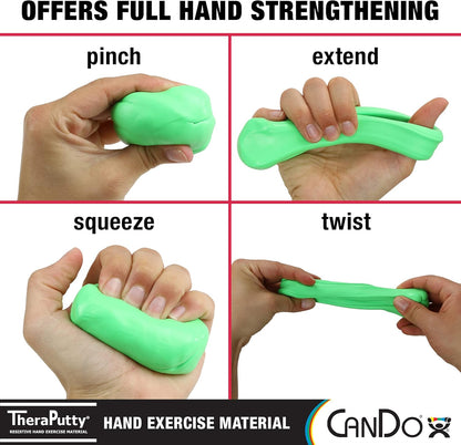 CanDo TheraPutty Standard Hand Exercise Putty For Rehabilitation, Exercises, Hand Therapy, and Occupational Therapy. Use To Strengthen Hand Muscles, Improve Fine Motor Skills, And Decrease Stress