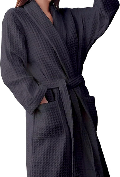 Waffle Knit Lightweight Kimono Spa & Bath Robes for Women and Men - Quick Dry - Soft