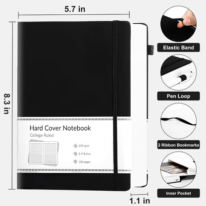 CAGIE Lined Journal Notebook for Women Men 320 Pages 100 Gsm Paper Thick Journaling Notebooks A5 Leather Journals for Writing Hardcover Journal Supplies for Work Note Taking Diary, 5.7x8.3 In, Green
