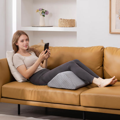 Knee Wedge Pillow for Post-Surgery Recovery-Leg Elevation Support for Sleep Position, Alleviating Lower Back & Hip Pain Enhancing Circulation in Ankles Legs Triangle Pillow with Removable Cover