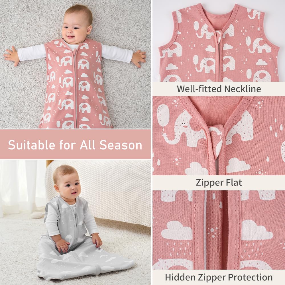 Yoofoss Baby Sleep Sack Baby Wearable Blanket 100% Cotton 2-Way Zipper Toddler Sleeping Sack