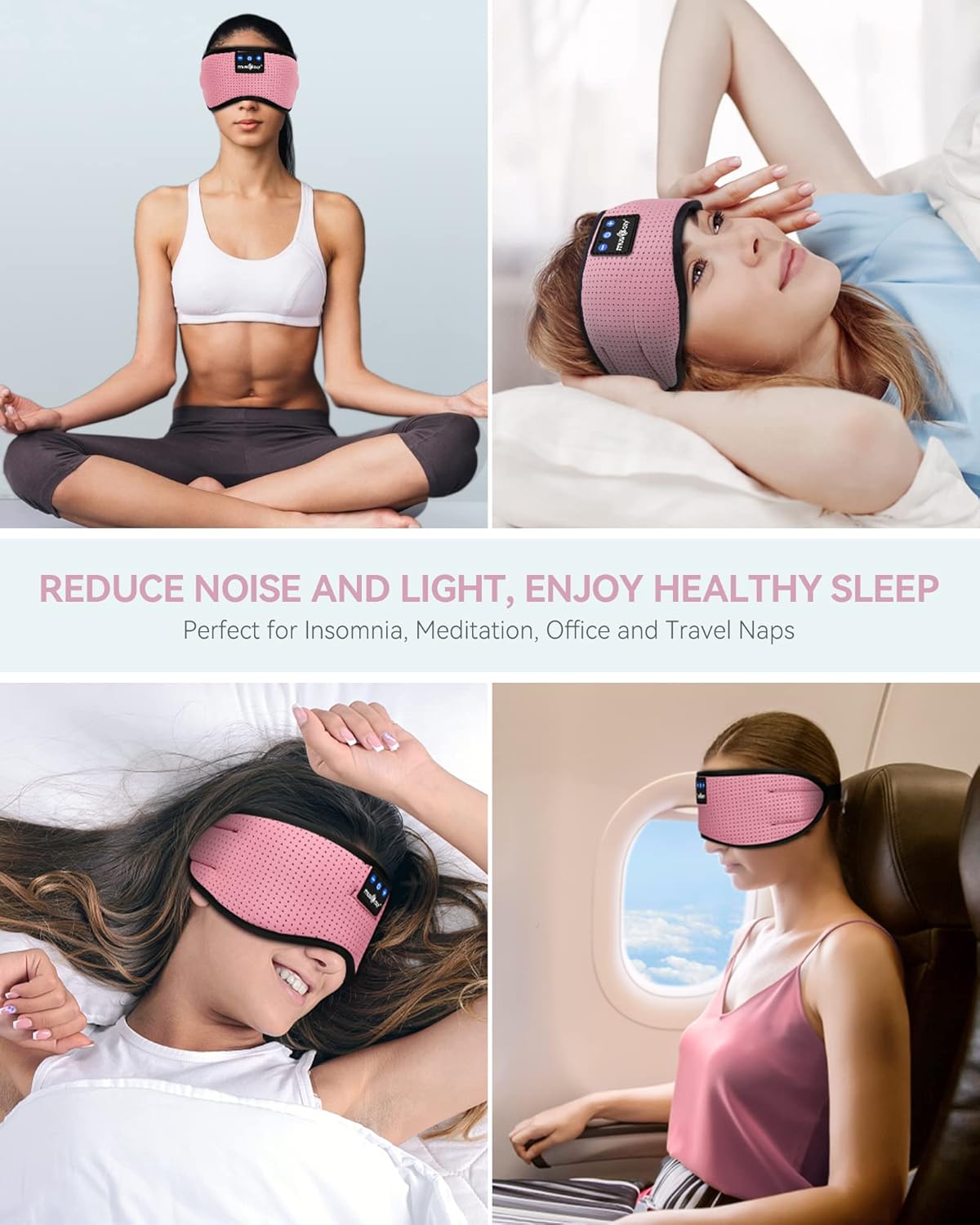 MUSICOZY Sleep Headphones Bluetooth 5.4 Headband Sleeping Eye Mask for Mom Women Men Wireless Music Earbuds Earphones for Side Sleepers Built-in HD Speakers Cool Gadgets Unique Gifts