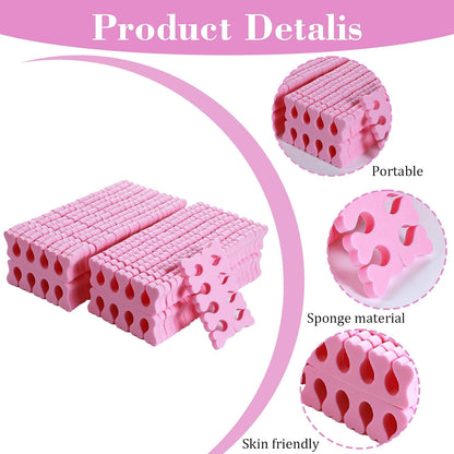 100 Pcs Sponge Toe Separators Soft Finger Separators Premium Pedicure Tool Kit Flexible Toe Divider Spacer for Polishing Pedicure Manicure Coating Nail Art Beauty Accessories (Pink)