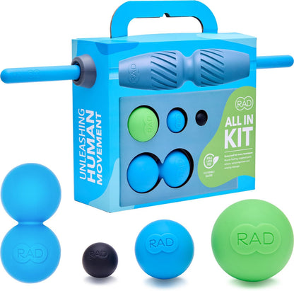 RAD Point Release Kit / 5-in-1 Massage Tool Kit with Block, Massage Balls and Peanut Roller for Self Massage, Mobility and Recovery