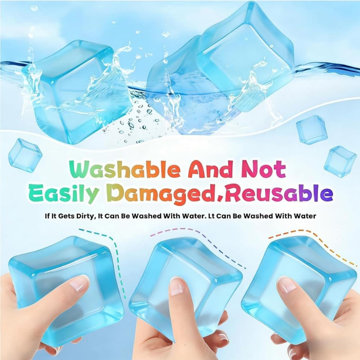 Relief Ice Squeeze Ball Sensory Fidget Toy, Stress and Anxiety Relief, Ice Cube Shape, for Adults