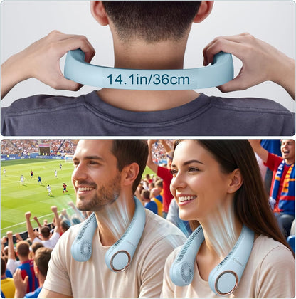 CIVPOWER Neck Fan: Portable Personal Neck Cooling Rechargeable Bladeless Fan - Hands Free 3 Speed 4000 mAh Battery USB Operated Wearable Headphone Design - Gift for Men Women Outdoor (White)
