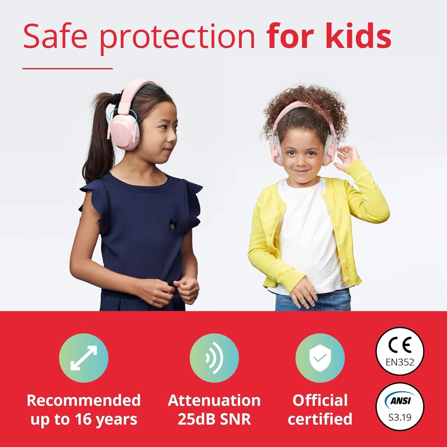 Alpine Muffy Kids - Hearing Protection - CE & ANSI Certified - Adjustable for Ages 3-16 years - Noise Cancelling Headphones - 25dB Sound Reduction Ideal for Protection and Concentration Aid – Black