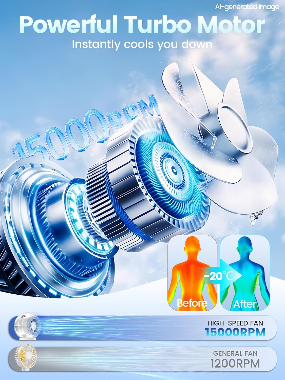Portable Misting Fan Rechargeable Handheld Cool Mist Fan with LED Display