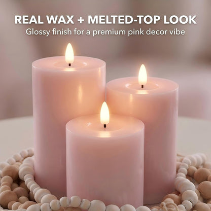 ANGELLOONG Flickering Flameless Candles, Realistic Battery Operated Candles with Remote and Timer, Set of 3 LED Candles for Fall Room Home Wedding Decor Centerpieces Table Party Christmas Decorations