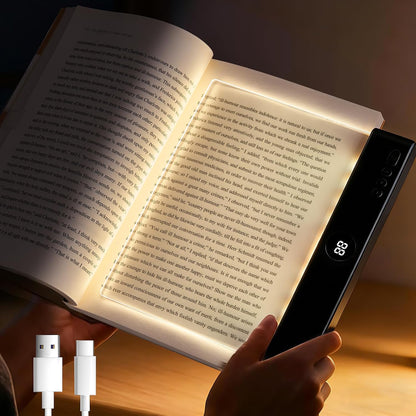Book Light - Book Lights for Reading At Night, Rechargeable Reading Light, with 3 Colors & Timer, Dimmable Panel Plate Lamp Book Full Page Light for Reading in Bed, Funny Gifts for Readers