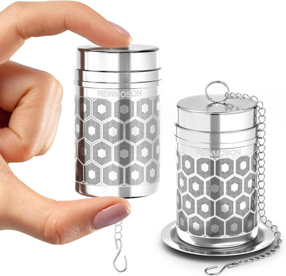 Reinmoson Large Tea Infuser for Loose Tea & Spice Infuser for Cooking, Extra Fine Mesh Tea Strainers, 304 Stainless Steel Loose Leaf Tea Steeper for Black Tea, Rooibos, etc