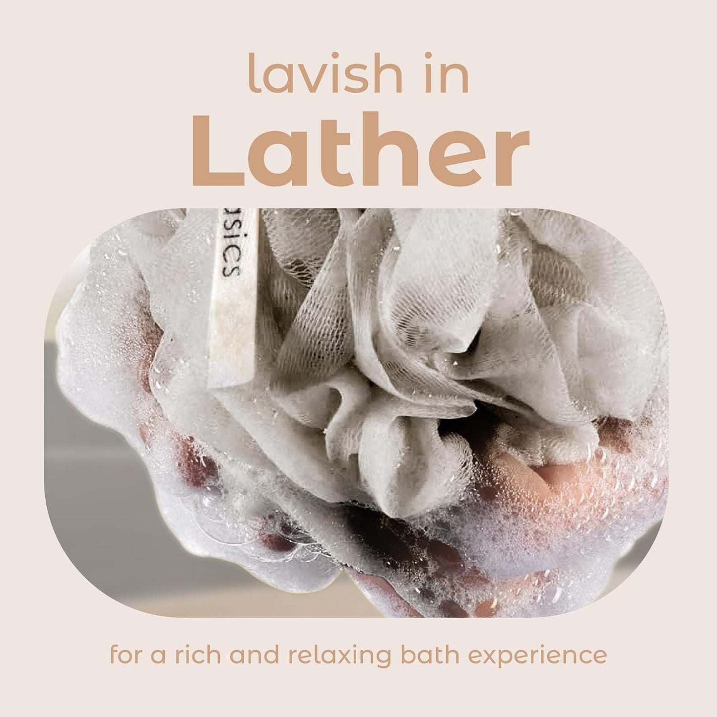 MainBasics Bath Shower Loofah Sponge Pouf Body Scrubber Exfoliator Body Wash Sponge (Set of 3, Airy Blossom)