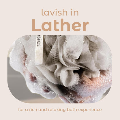 MainBasics Bath Shower Loofah Sponge Pouf Body Scrubber Exfoliator Body Wash Sponge (Set of 3, Airy Blossom)