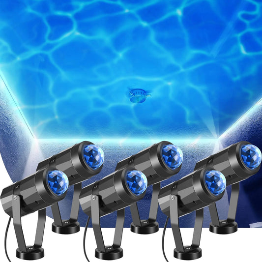 Riakrum 6 Pcs Ocean Wave Projector Light, Halloween LED Water Effect Light