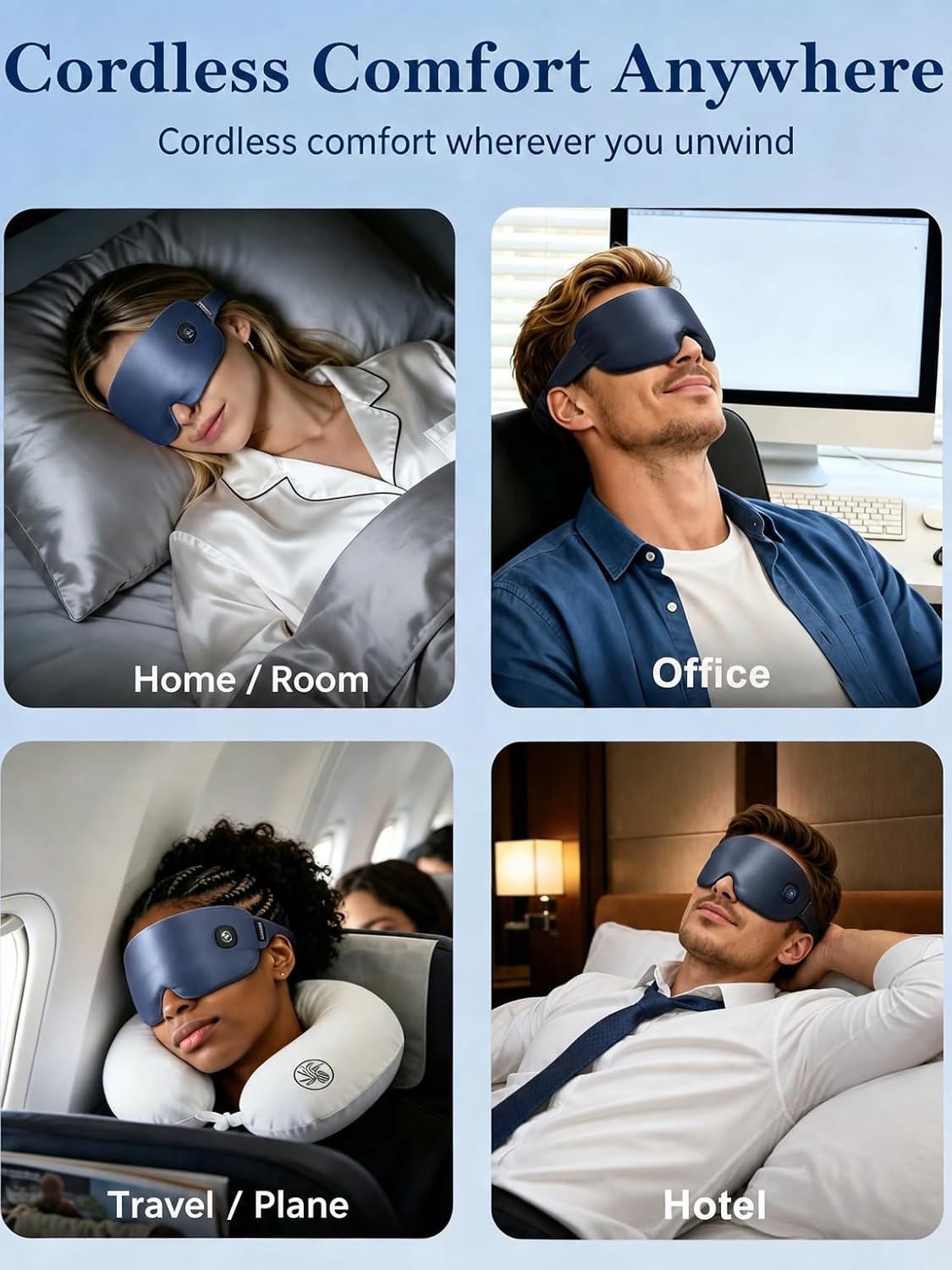 Heated Eye Mask for Dry Eyes, Silk Cordless Moist Warm Eye Compress, FSA Eligible HSA, Rechargeable & Washable, Soothing Relief for Migraine & Tired Eyes, Ideal for Home, Bedtime & Travel, Gray