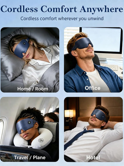 Heated Eye Mask for Dry Eyes, Silk Cordless Moist Warm Eye Compress, FSA Eligible HSA, Rechargeable & Washable, Soothing Relief for Migraine & Tired Eyes, Ideal for Home, Bedtime & Travel, Gray