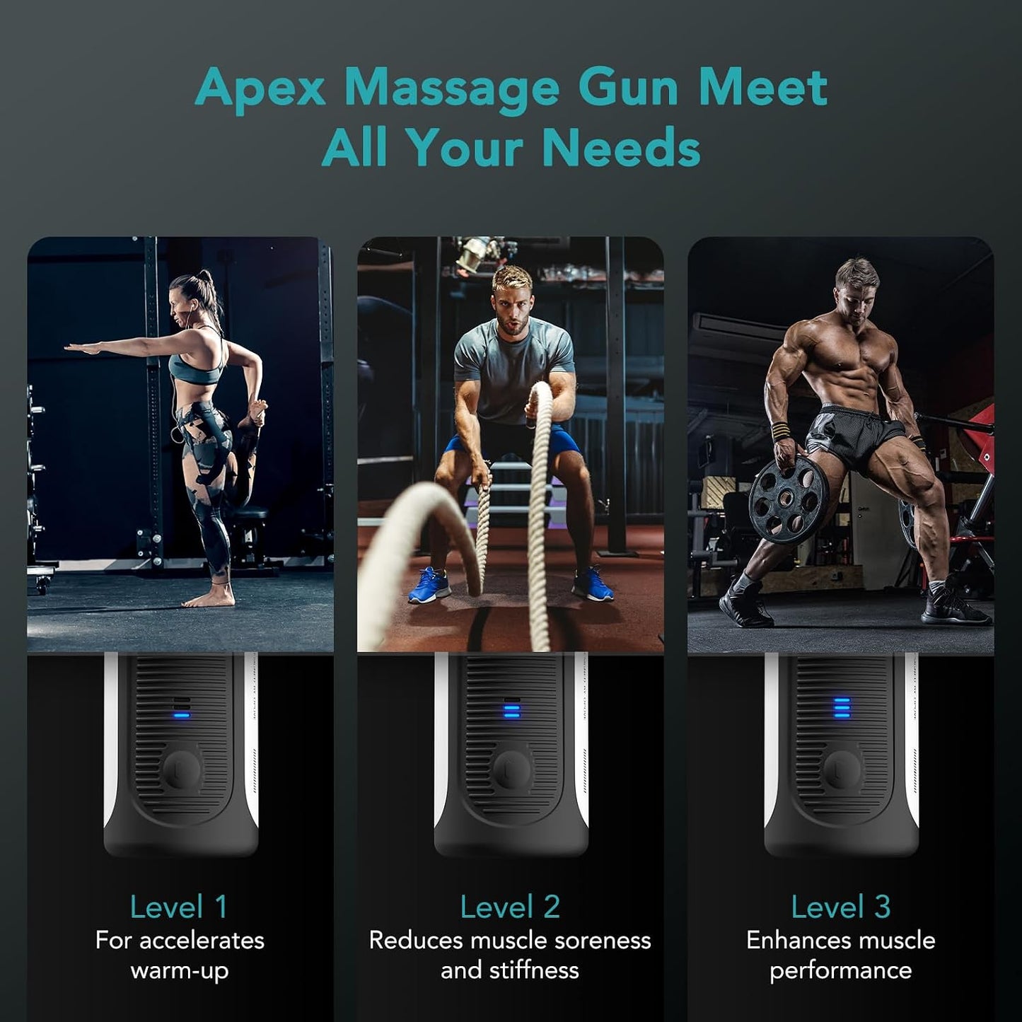 Opove Apex Massage Gun Deep Tissue 14.5mm Percussion Fascia Muscle Massager for Athletes Workout Pain Relief Recovery Relaxation, Professional Therapist Choice, Ergonomic for Effortless to Use