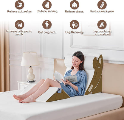 Yojoker 4PCS Orthopedic Bed Wedge Pillow Set for Sleeping, Post Surgery Foam Pillow for Body, Back and Leg Pain Relief, Triangle Adjustable Support Pillow - Acid Reflux, Anti Snoring & GERD Sleeping