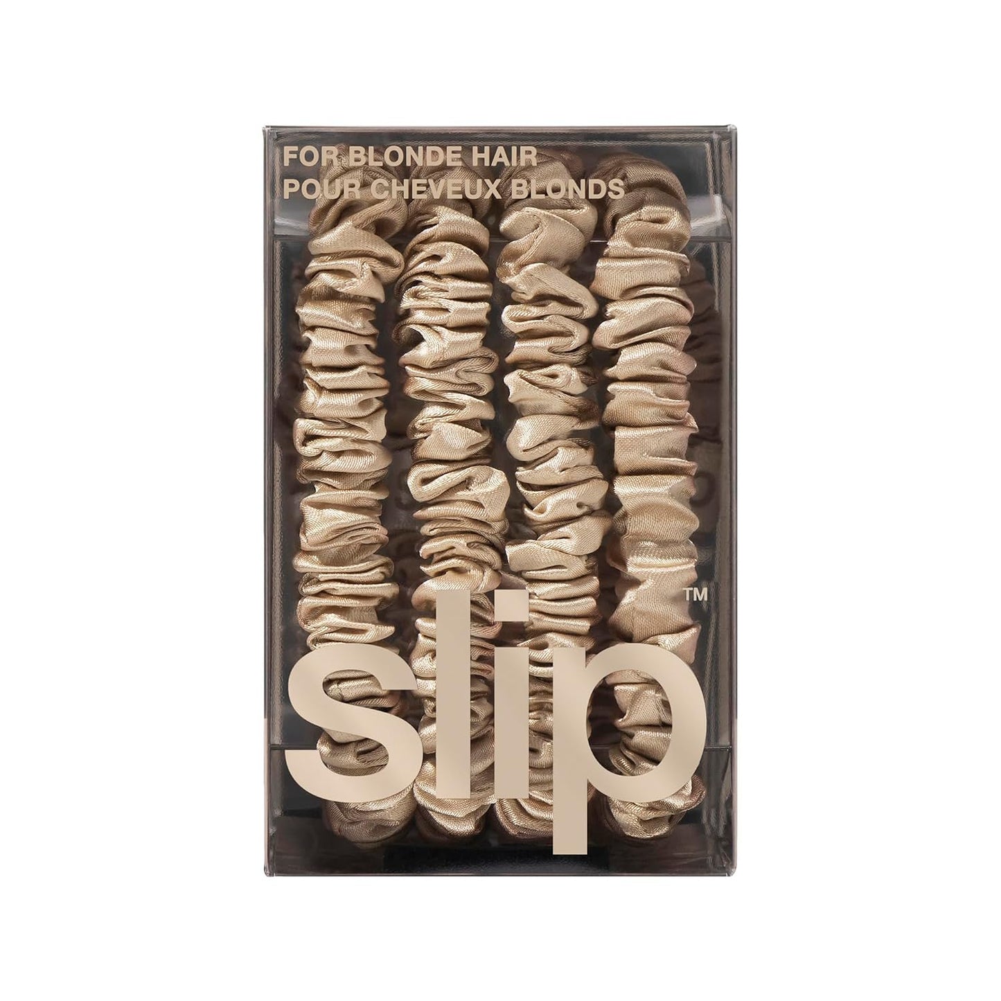 Slip Silk Hair Ties — Skinny Silk Black Scrunchies, No Damage, No Crease, Anti-Breakage |100% Mulberry Silk | All Hair Types | Made with Proprietary Slipsilk™ | Set of 4