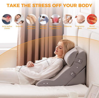 Ruqmuis Wedge Pillow Set for After Surgery, Bed Wedge Pillow, White