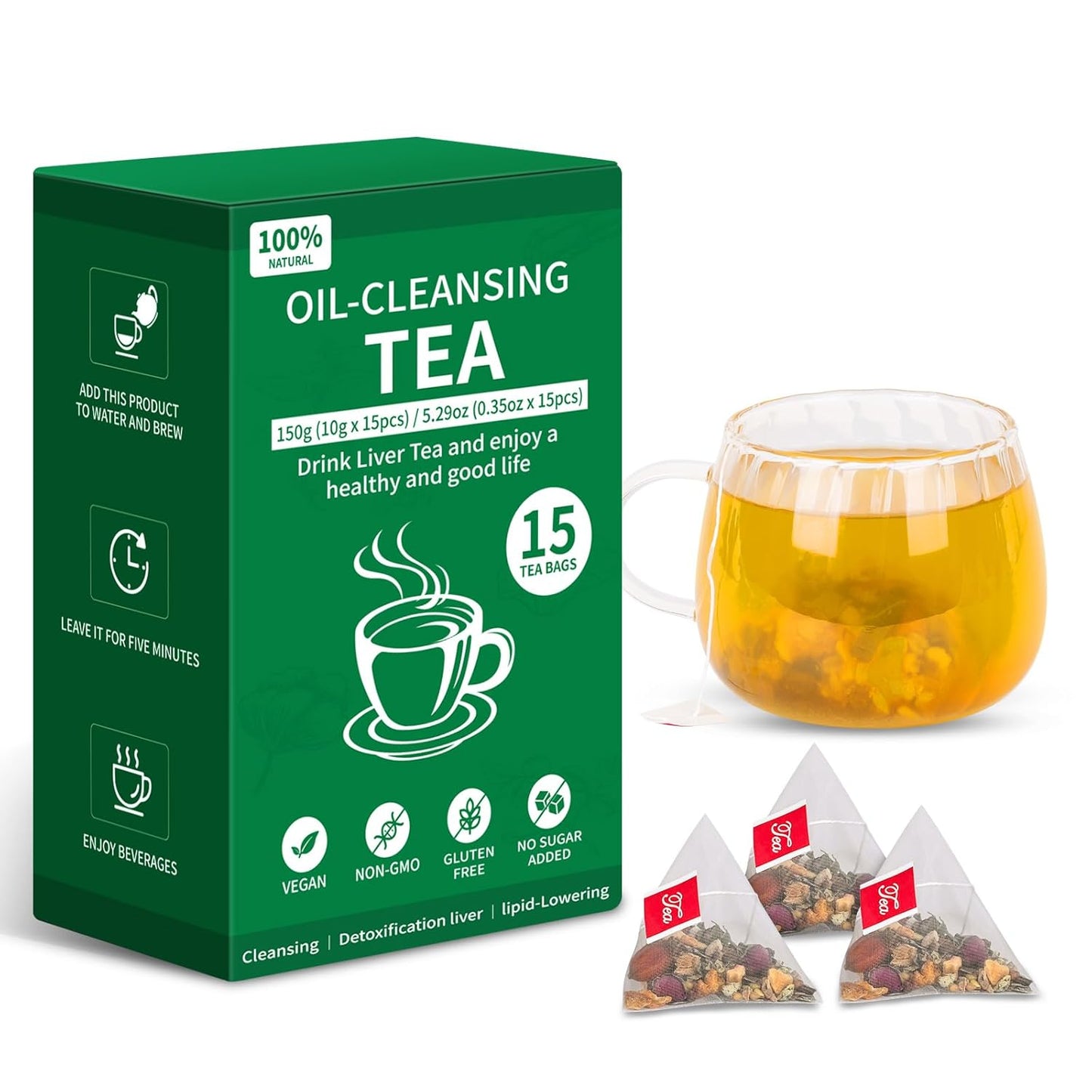 Liver Detox Tea, Chinese Kidney and Liver Cleanse Detox Herbal Tea Support Kidney Healthy Function with 11 Precious Ingredients Formula (1 Pack/15 Bags)