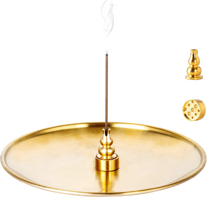 3 in 1 Brass Gourd Incense Burner Sticks Cones Coils Ash Catcher Home Decor