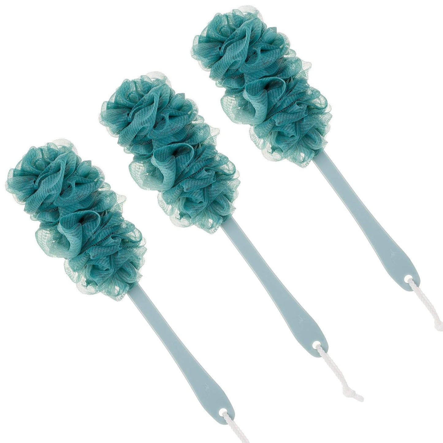 Back Scrubber for Shower, Loofah Long Handle Bath Body Brush, Soft Nylon Mesh Sponge On a Stick for Shower Men Women Kids Elderly, Exfoliating Scrub Cleaning Luffa for All Kinds of Skin(Blue)