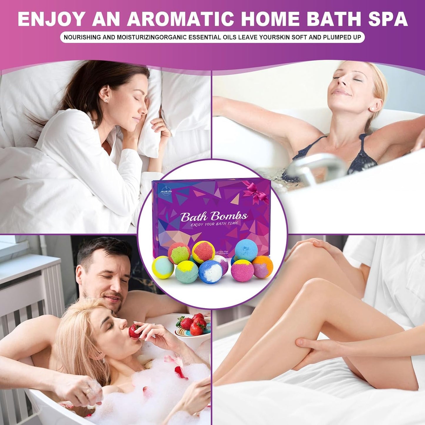 Bath Bombs for Women Gift Set 12 Pack Natural Relaxing Bath Bombs for Her，Aromatherapy Bubble Bath & Fizzy, Fathers Day Handmade Birthday Gifts for women Mom Gifts idea For wife/Teens, girlfriend,Kids