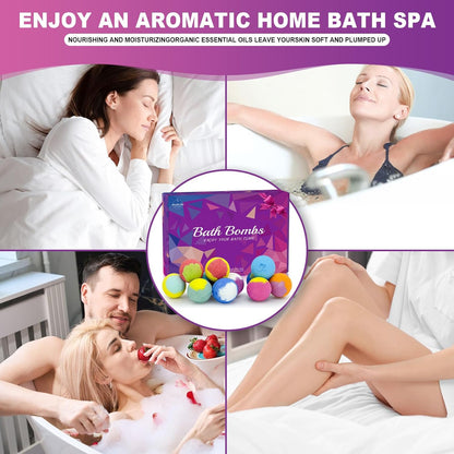 Bath Bombs for Women Gift Set 12 Pack Natural Relaxing Bath Bombs for Her，Aromatherapy Bubble Bath & Fizzy, Fathers Day Handmade Birthday Gifts for women Mom Gifts idea For wife/Teens, girlfriend,Kids