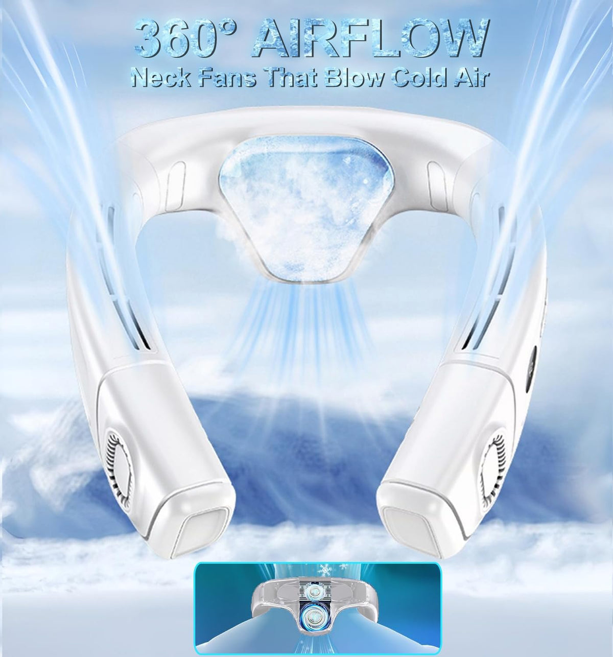 Neck Fan Air Conditioner with Large Cooling Plate, Portable Neck Fans that Blow Cold Air 360° Airflow, Wearable Personal AC Quiet Back Air Outlet 6000mAh Rechargeable,Gifts for Men Women Travel Office
