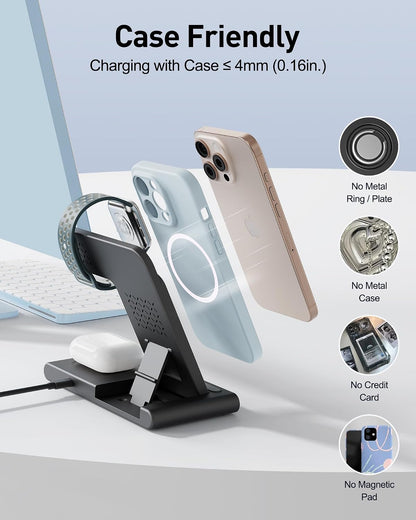 2026 Travel Portable Wireless Fast Charging Station for Apple & Android