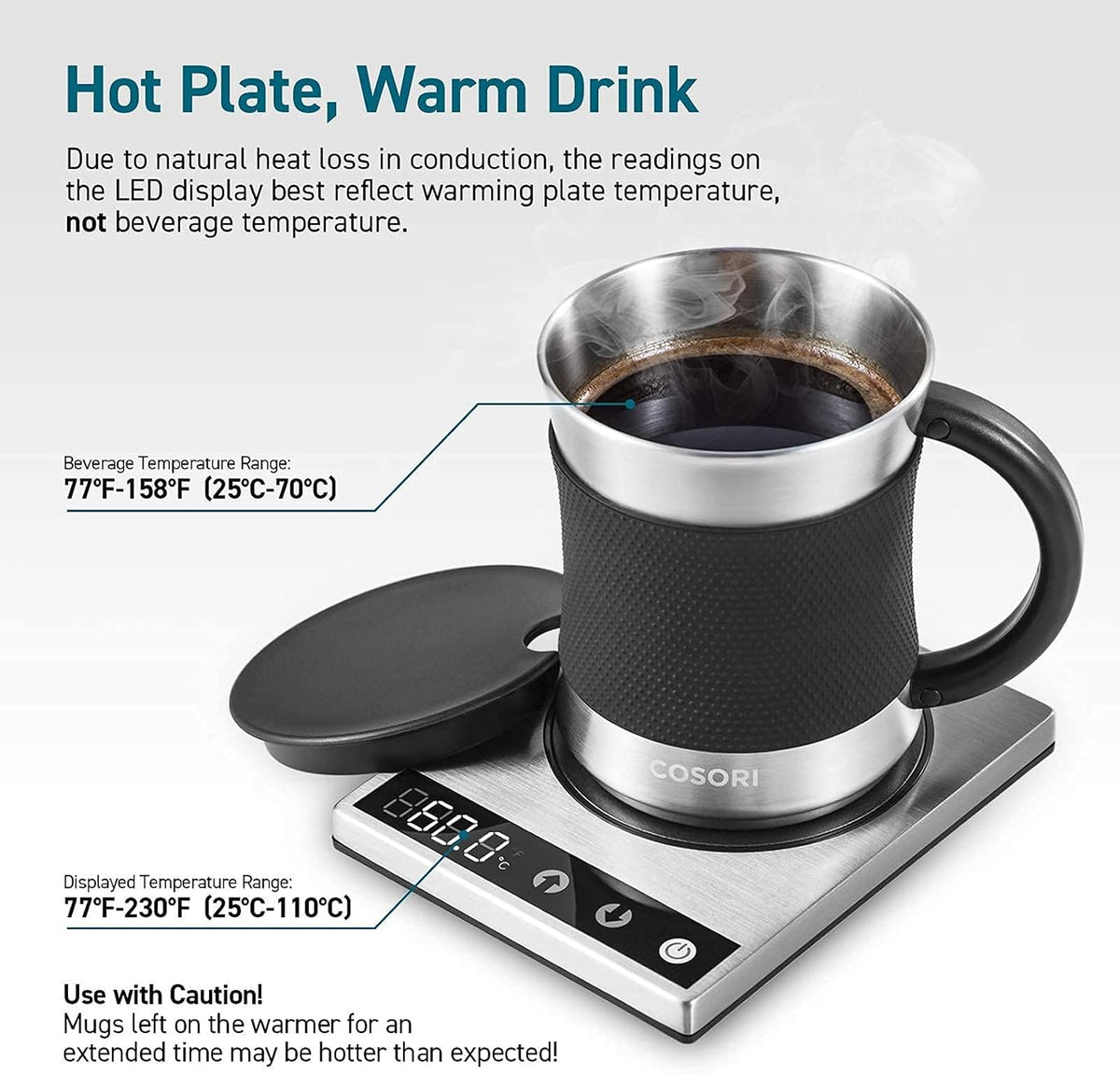 Cosori Coffee Mug Warmer & Mug Set, 1°F Precise Temperature Control
