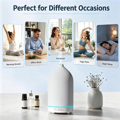 Gooamp 200ML Ceramic Essential Oil Diffuser for Home - Ultrasonic Aromatherapy Diffuser Humidifier with 7 Color LED Lights, Auto Shut-Off, 3 Timers for Bedroom, Office, Yoga, Black