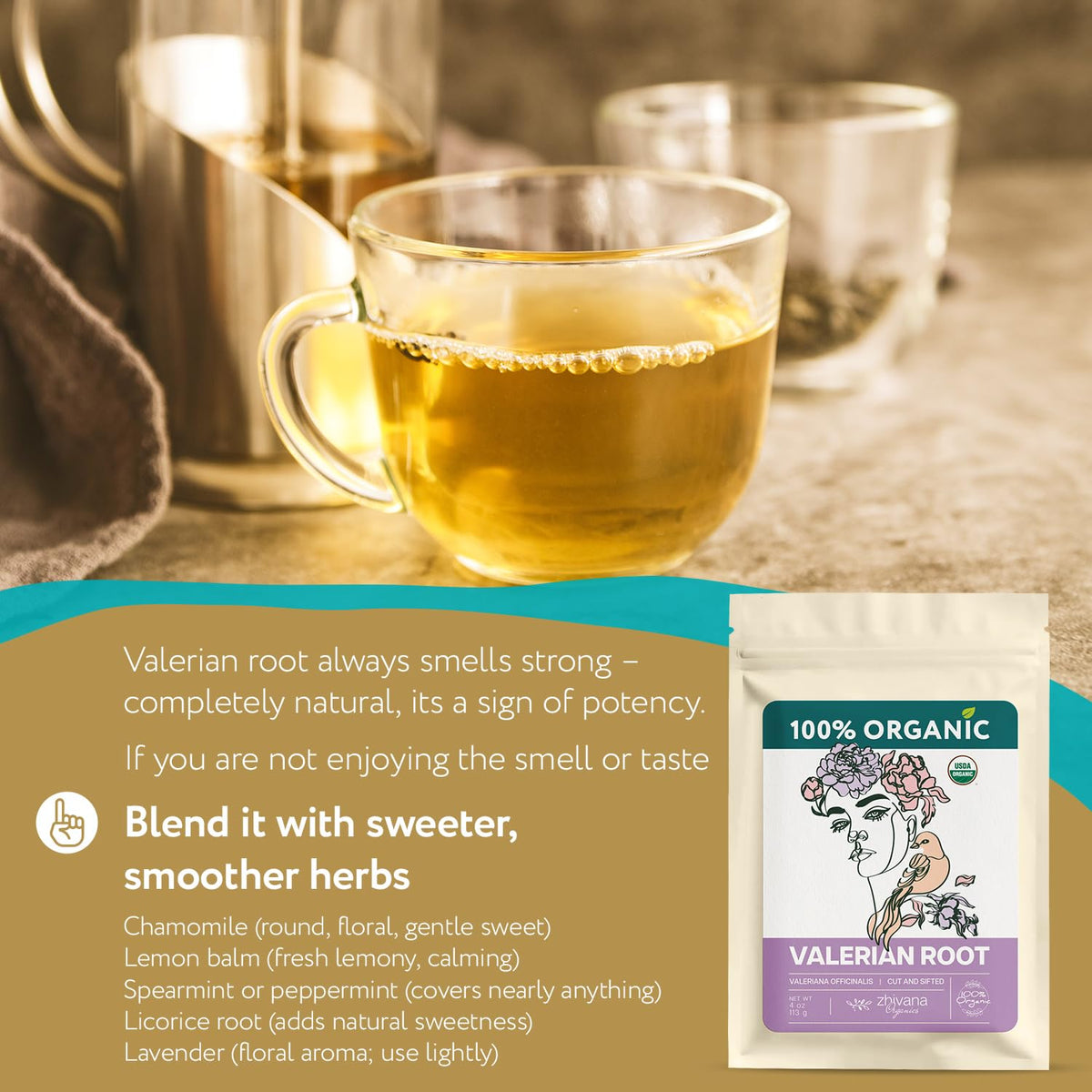 Organic Valerian Root Tea (4oz.) - Te De Valeriana - Sleep, Stress Response