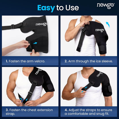 NEWGO Shoulder Ice Pack Rotator Cuff Cold Therapy, 45-Min Long-Lasting Ice Packs for Shoulder & Arm with Ice Grid Design, Flexible Cold Compression Wrap for Post-Surgery, Muscle Relaxation & Swelling
