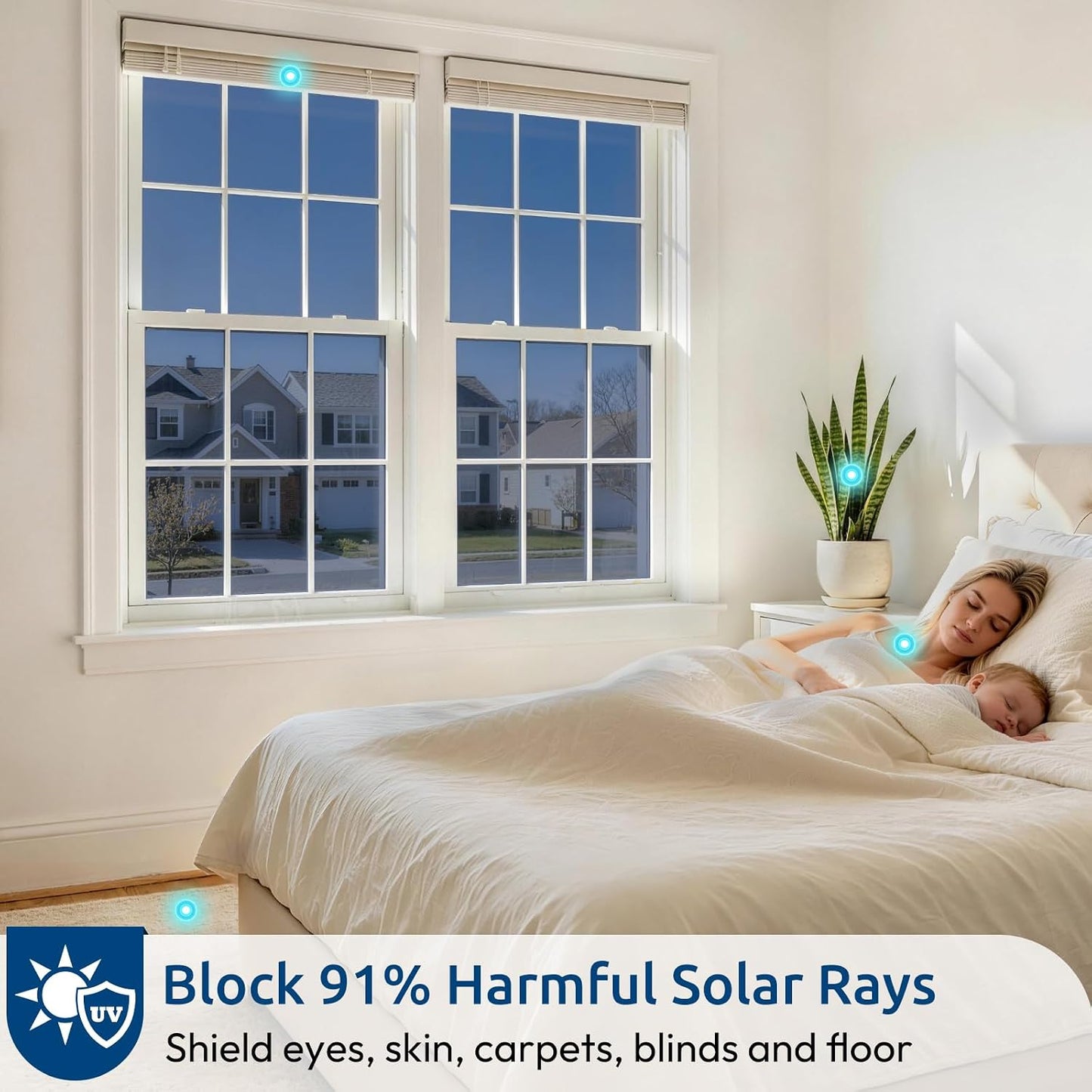 rabbitgoo Window Privacy Film One Way Window Tint for Home, Removable Reflective Heat Sun Blocking Anti UV Glass Door Covering, Mirror Tinting Film House Office, 17.5 Inch X 6.5 Feet, Black Silver