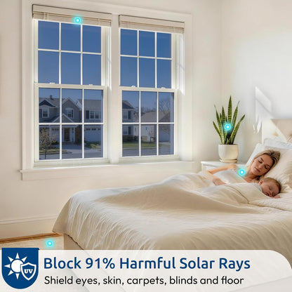 rabbitgoo Window Privacy Film One Way Window Tint for Home, Removable Reflective Heat Sun Blocking Anti UV Glass Door Covering, Mirror Tinting Film House Office, 17.5 Inch X 6.5 Feet, Black Silver