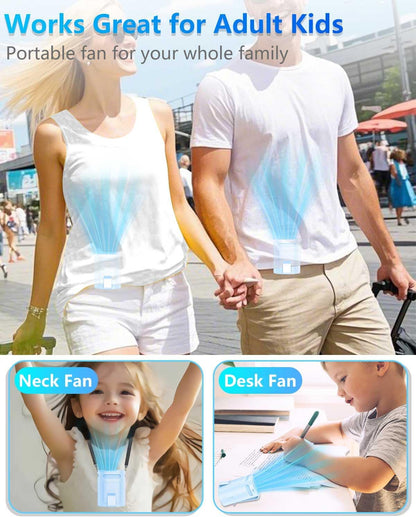 Belt Fan Clip on Waist Portable Cooling Fan-Tiny Person Waistband Necklace Fan,Recargable Under T Shirt Body Fans,Individual Menopause Neckband Lanyard Cooler Ac Blue
