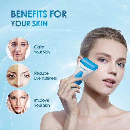 AECW 3-in-1 Natural Jade Roller and Gua Sha Set for Face and Eye Ice Roller Facial Cooling Massage Roller
