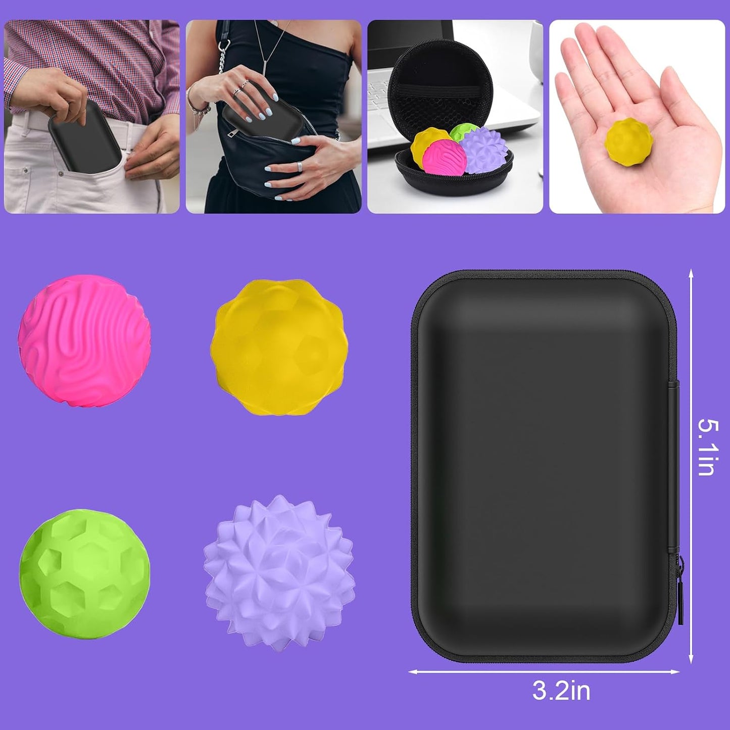 BUSOHA Silicone Magnetic Fidget Balls - 4 Pack Fidget Toys for Adult