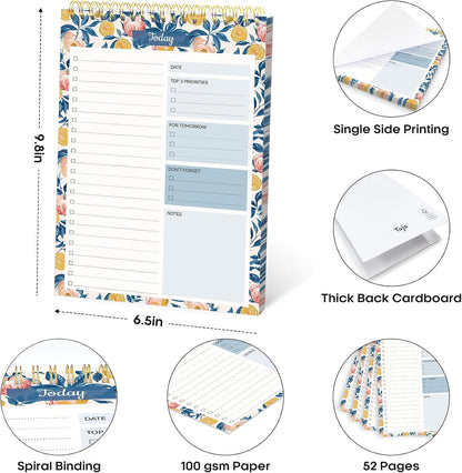 Taja To Do List Notepad - To Do List Notebook for Work with 52 Sheets, 9.8" x 6.5", Undated Daily Planner Perfect for Daily Tasks and Goal Setting, Notepad Suitable for Office, Home & School - Violet Dream
