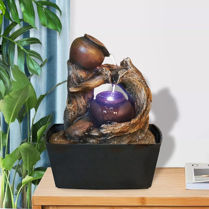 Ferrisland Tabletop LED Light Meditation Indoor Waterfall Fountain