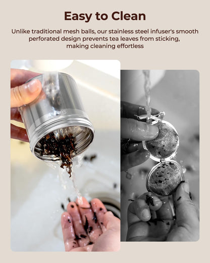 2 Pack Reinmoson Large Tea Infuser for Loose Tea & Spice Infuser for Cooking, 2.1” x 2.9” Extra Fine Mesh Large Tea Strainers, 304 Stainless Steel Loose Leaf Tea Steeper for Black Tea, Rooibos, etc