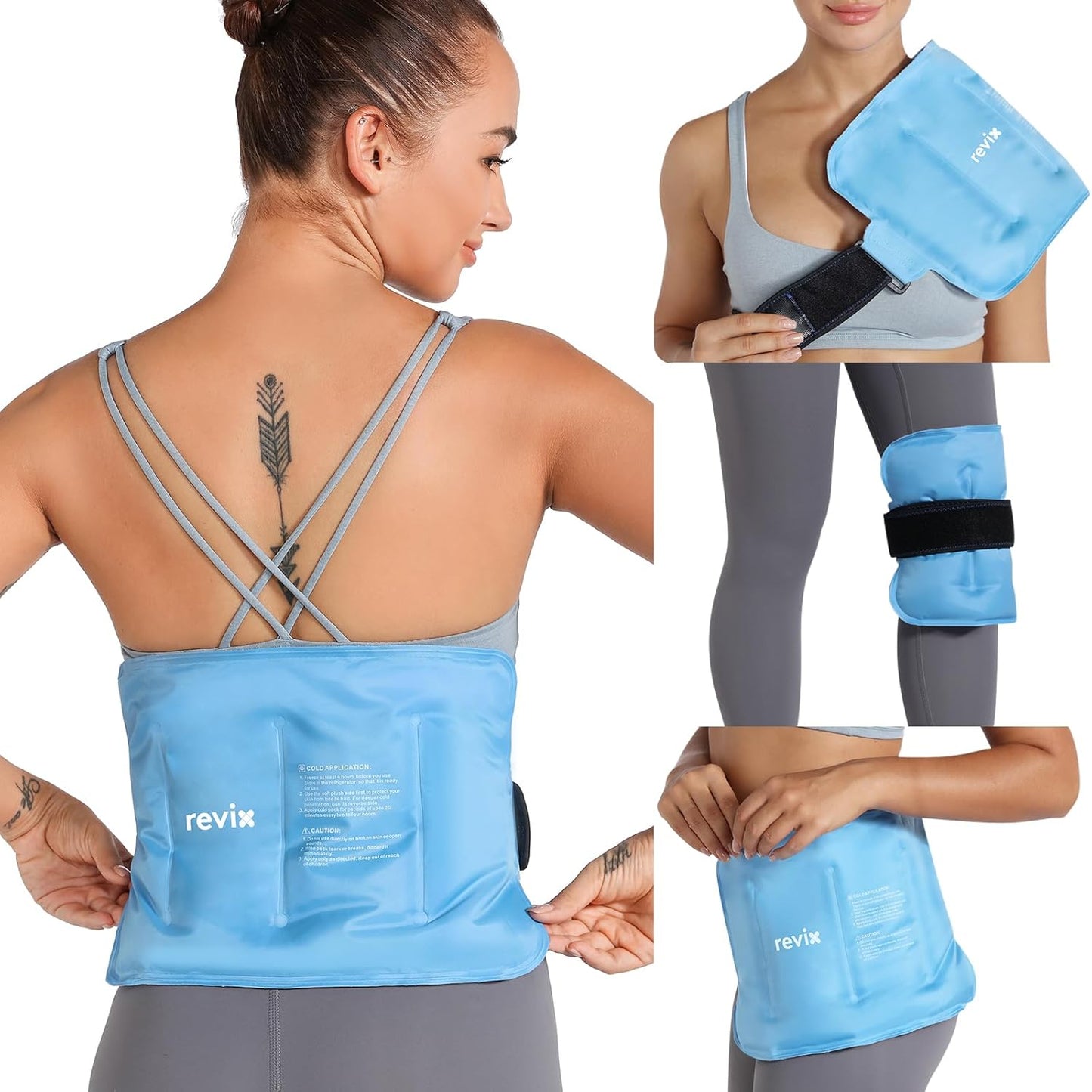 REVIX Ice Pack for Injuries Reusable Gel for Lower Back, Cold Packs for Back Shoulder, Elbow, Hip, Leg, Wrap Around Entire Knee, Soft Cold Compress,16 × 9" Navy