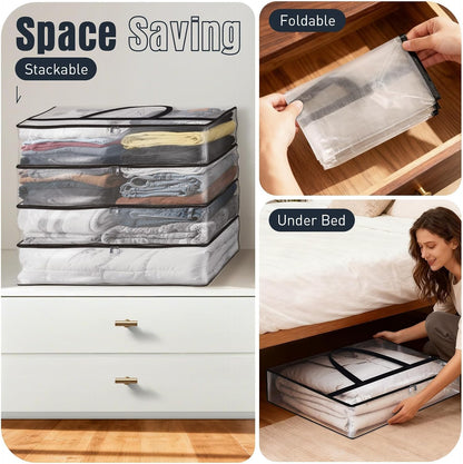 60L Clear Under Bed Storage Containers, Large Clothes Storage Bags