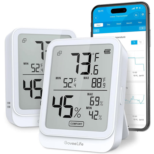 GoveeLife Bluetooth Hygrometer Thermometer H5104, LCD Digital White