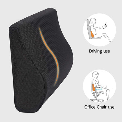 Memory Foam Lumbar Support Pillow for Car - Lower Back Support Cushion for Driving, Back Pain Relief for Car Seat, Office Chair, Wheelchair (Gray)