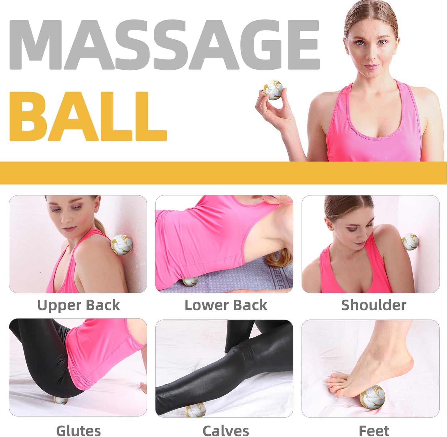 Massage Ball, Lacrosse Ball for Trigger Point Therapy, Deep Tissue, Myofascial Release, Sore Muscle Relief Massager for Neck, Shoulder, Back, Legs, Foot or Muscle Tension - Blue