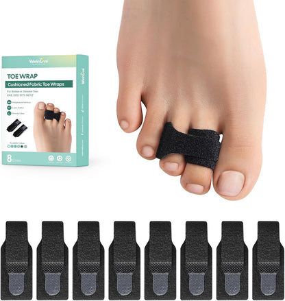 Welnove Hammer Toe Straightener - 8 Pack Broken Toe Wraps - Hammer Toe Corrector for Women - Toe Splints for Crooked Toes, Curled Toes, Bent Toes - (Large, Beige)